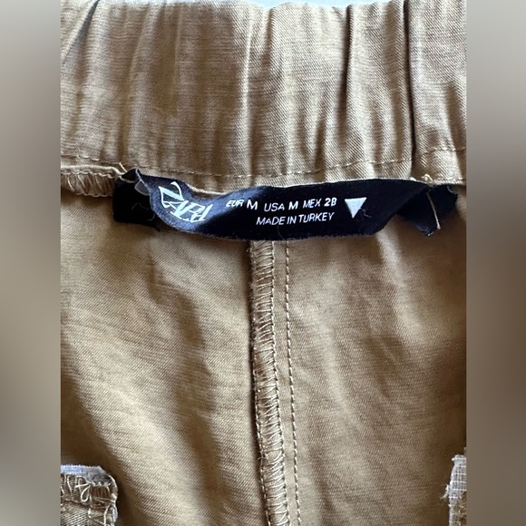 Zara baggy khaki brown pants with elastic waist and pockets - Picture 2 of 7